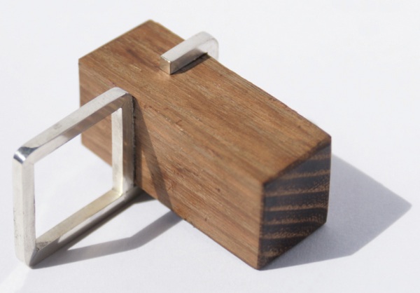 Wenghe wood silver ring