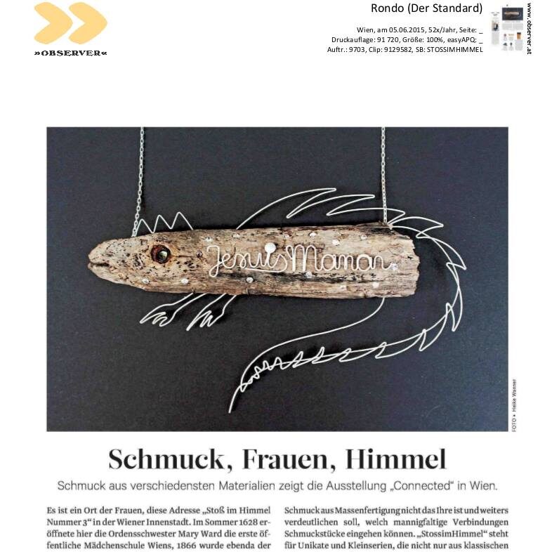 Schmuckkunst Wien, Izabella Petrut and Atelier Stossimhimmel in Rondo, Der Standard