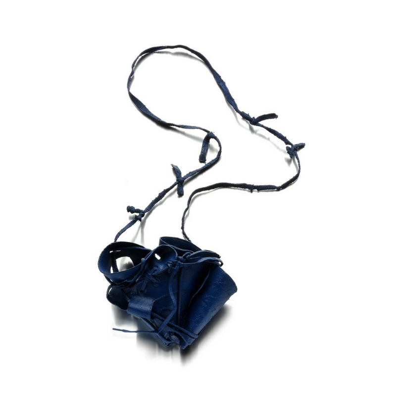 art jewellery Vienna, big blue statement necklace, by designer Izabella Petrut