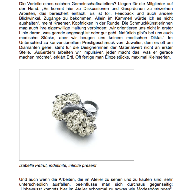 interview with designer izabella petrut austrianfashionnet art jewelry Vienna Austria